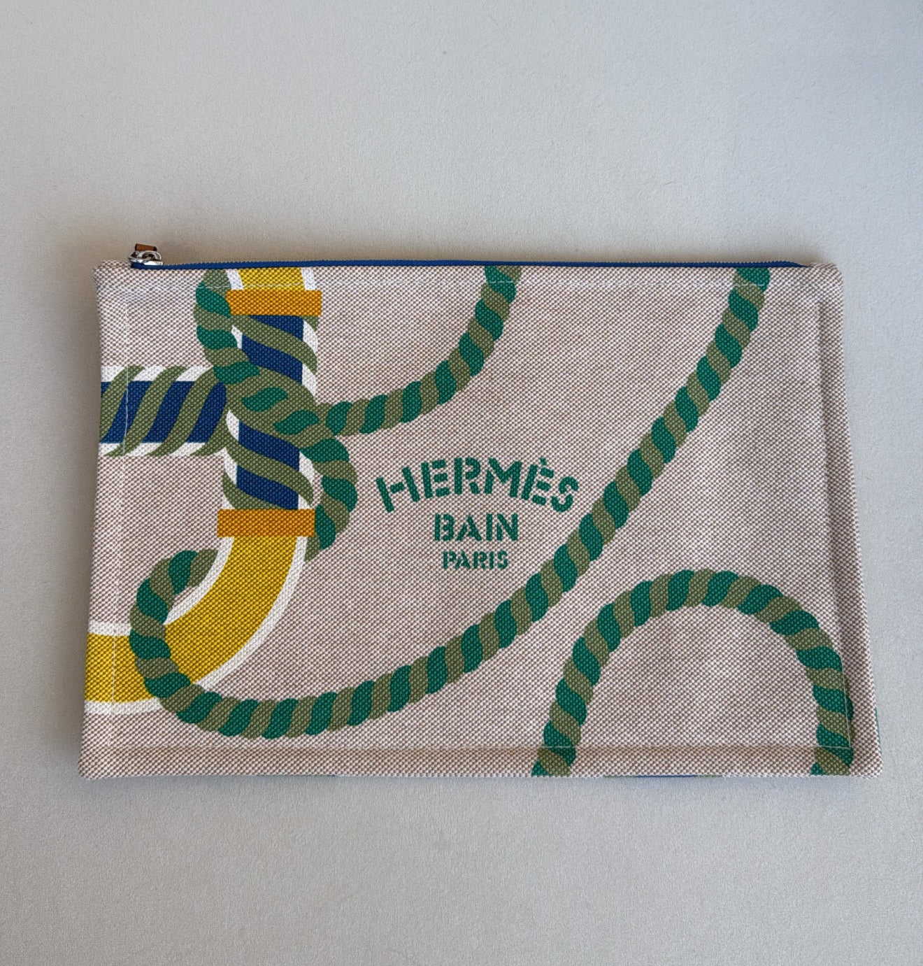 Hermes Beige Printed Bain Canvas Case