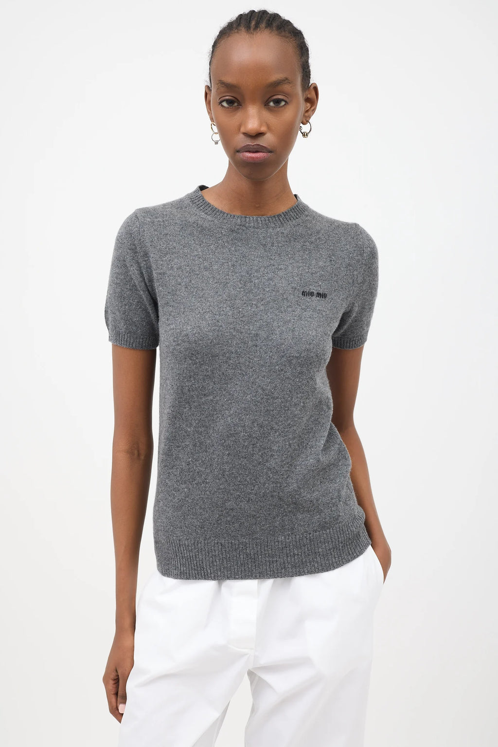 Miu Miu Cashmere Short Sleeve Sweater
