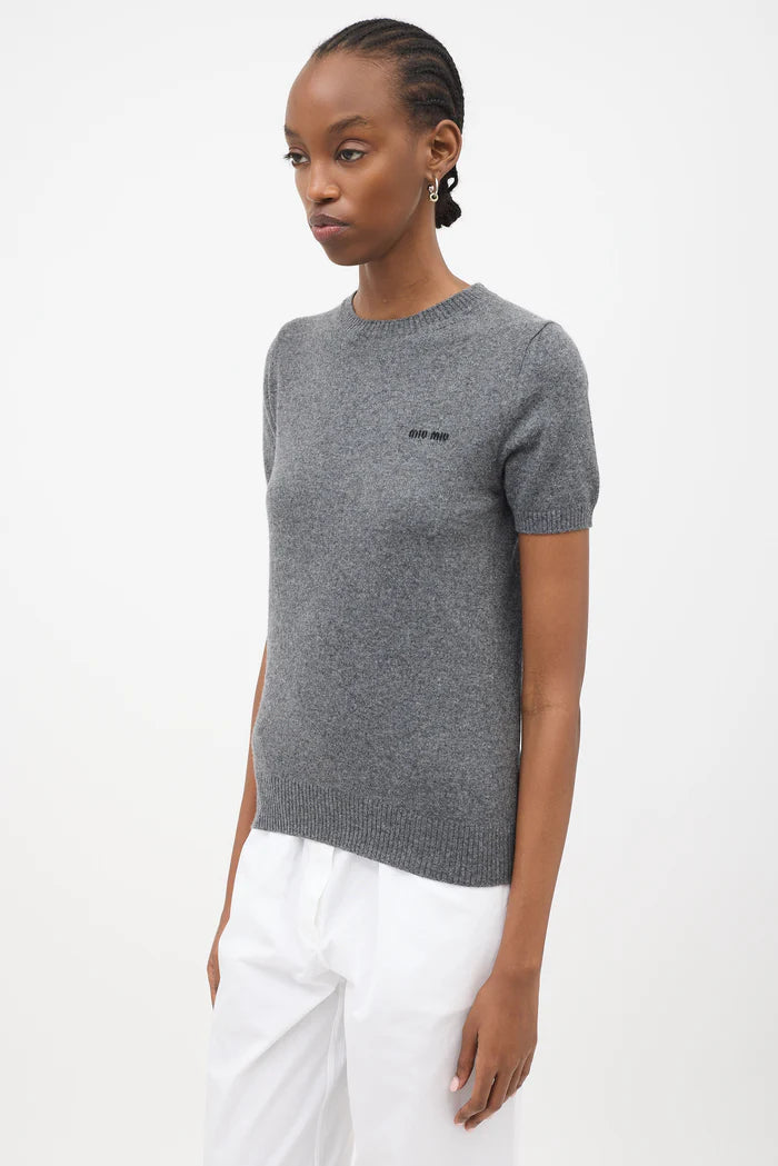 Miu Miu Cashmere Short Sleeve Sweater